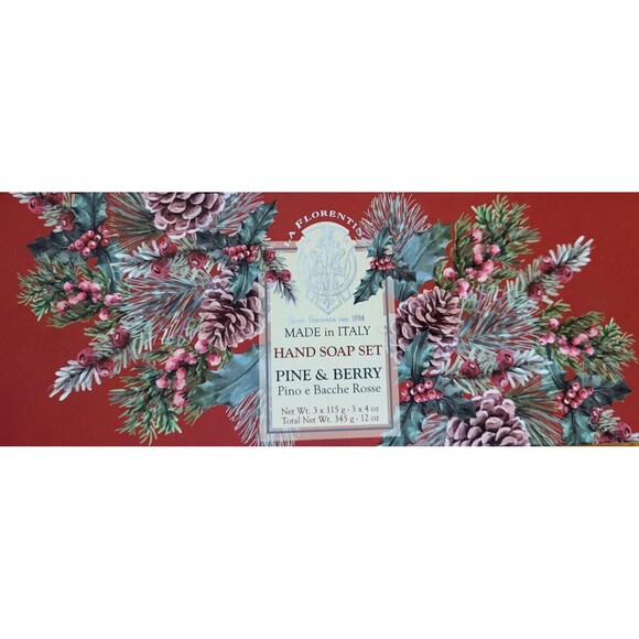 La Florentina Italian Luxury Hand Soap Handmade Pine & Berry Scent - Set of 3 - Picture 2 of 6